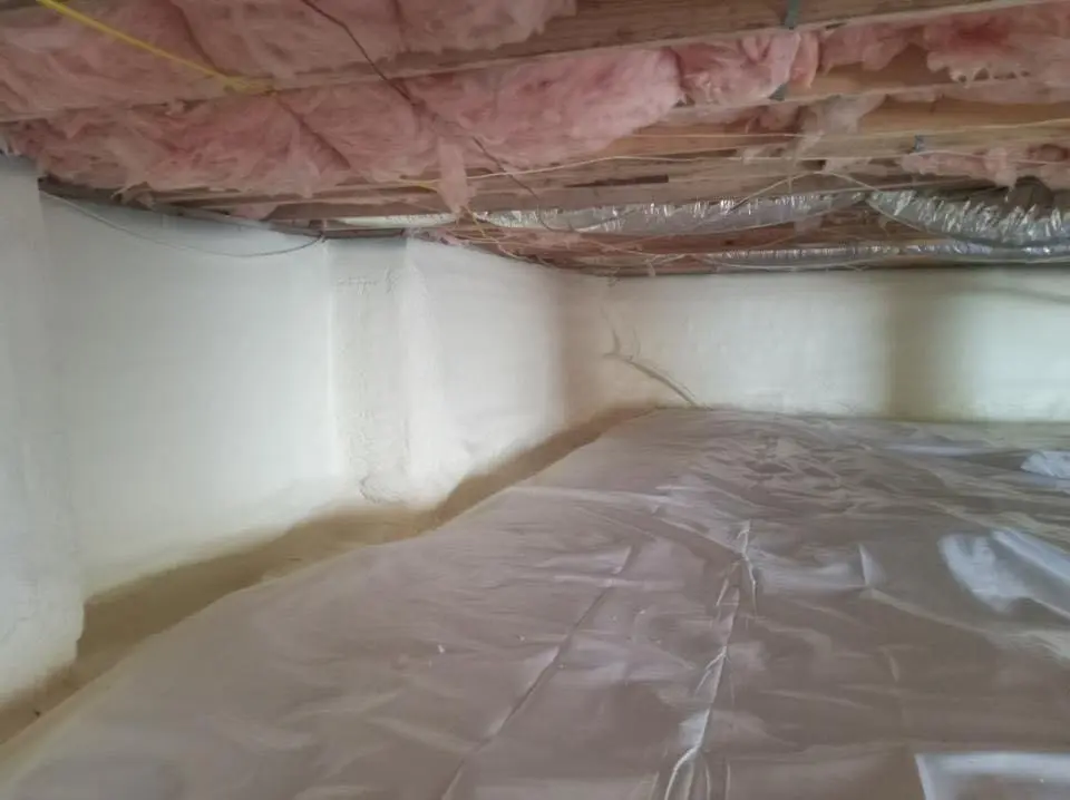 Crawl space encapsulation with closed-cell spray foam for Attic Insulation in Conroe